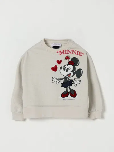 Monnalisa Kids' X Disney Minnie Mouse Embroidered Sweatshirt In Neutral