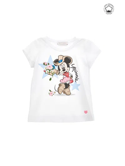 Monnalisa Kids' Graphic-print T-shirt In 白色