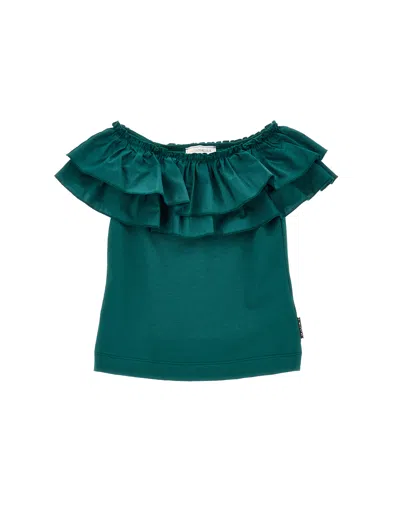 Monnalisa Kids'   Jersey T-shirt With Maxi Trim In Jungle Green