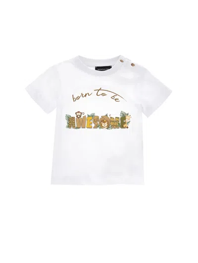 Monnalisa Babies' T-shirt Aus Jersey Mit Safari-print In White