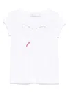 Monnalisa T-shirt Fiocco San Gallo Jersey Cotone Fermo In White