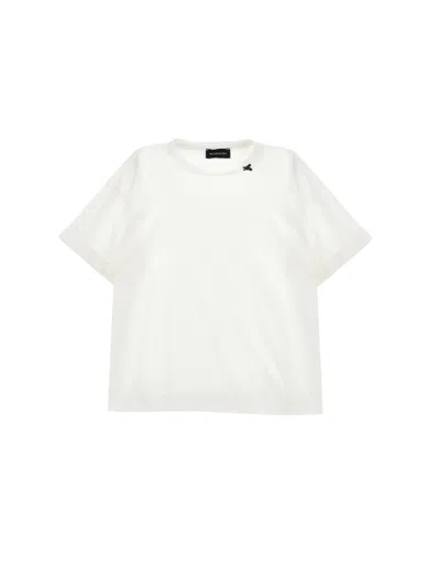 Monnalisa Kids' Brooch-detail Crew-neck T-shirt In White