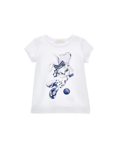 Monnalisa Kids' T-shirt Mit Hasen-print In White