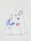 Monnalisa Maxi White T-shirt For Girl With Alice In Wonderland In White