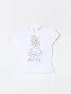 Monnalisa White T-shirt For Baby Girl With Alice In Wonderland In Weiss