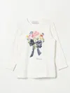Monnalisa Floral-print T-shirt In Yellow Cream