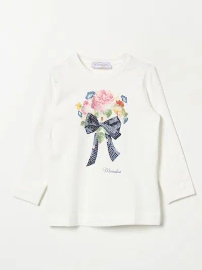 Monnalisa Kids' Floral-print T-shirt In Yellow Cream