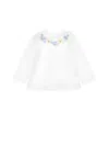 Monnalisa T-shirt With Embroidered Flowers In White
