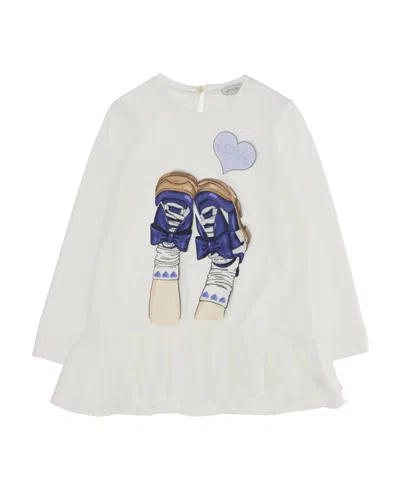 Monnalisa T-shirt With Long Sleeves In White
