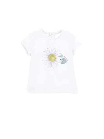 Monnalisa Kids'   T-shirt With Maxi Daisy In White