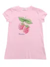 Monnalisa T-shirt With Raspberry Rhinestones In Pink
