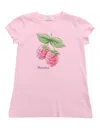 Monnalisa T-shirt With Raspberry Rhinestones In Pink