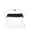 Monnalisa T-shirt With Tulle Trim In Cream + Black