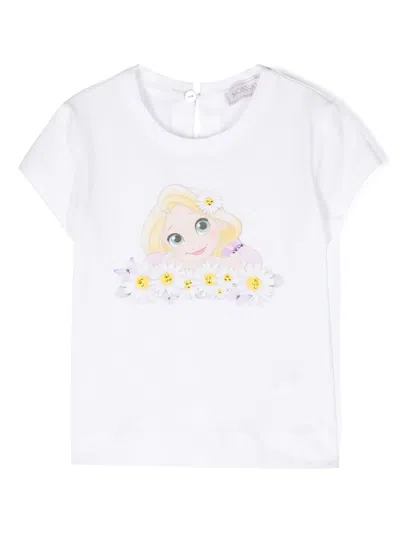 Monnalisa Babies' Graphic-print Cotton T-shirt In White