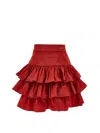 Monnalisa Taffeta Flounced Skirt In Red