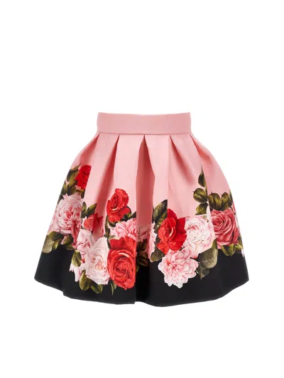 Monnalisa Babies'   Tartan And Rose Skirt In Multi