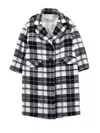 Monnalisa Bouclé Check Overcoat (2-12 Years) In Cream + Black
