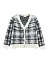 Monnalisa Tartan Cardigan In Black + Cream