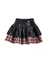 Monnalisa Tartan Coated Fabric Skirt In Black