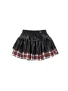 Monnalisa Tartan Coated Fabric Skirt In Black