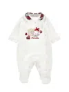 Monnalisa Tartan-collar All-in-one (1-9 Years) In Cream + Ruby Red
