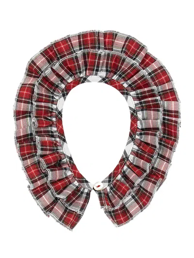 Monnalisa Kids'   Tartan Collar In Red + Cream