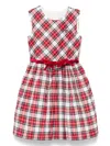 Monnalisa Tartan Gathered Dress In Red