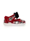 Monnalisa Tartan Fabric Ballet Flats In Red + Cream