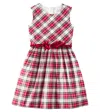 Monnalisa Tartan Gathered Dress In Rot