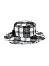 Monnalisa Tartan Hat With Small Brim In Cream + Black