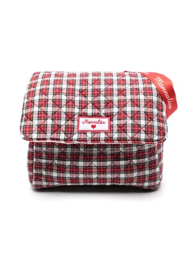 Monnalisa Tartan Quilted Changing Bag In Red
