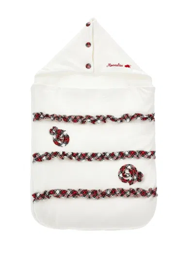 Monnalisa Kids'   Tartan Sleeping Bag In Cream + Ruby Red