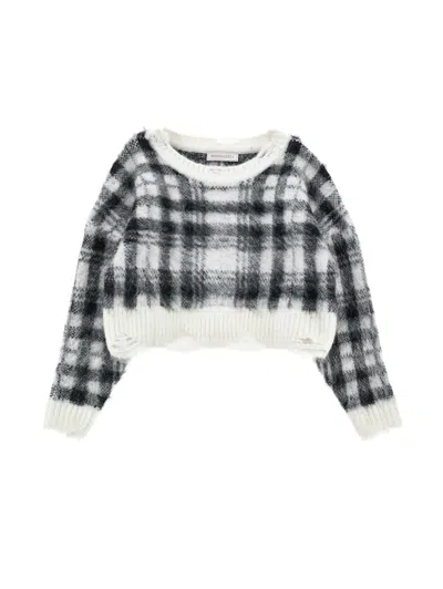 Monnalisa Kids' Tartan-check Distressed Jumper In Black