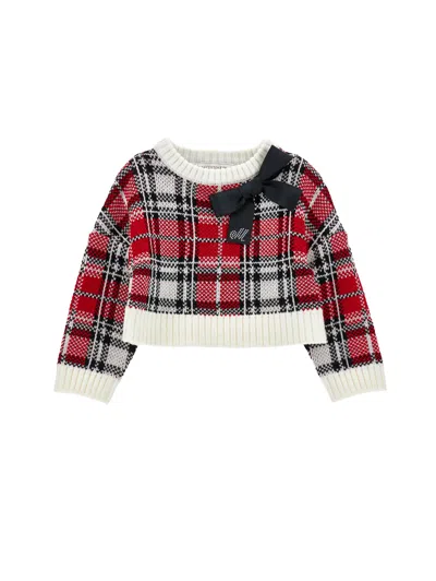 MONNALISA MONNALISA  TARTAN WOOL BLEND SWEATER