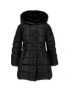 Monnalisa Technical Fabric And Plush Padded Coat In Black