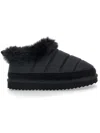 Monnalisa Technical Fabric And Plush Slip-ons In Black