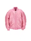 Monnalisa Technical Fabric Bomber Jacket In Rosa Fairy Tale