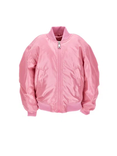 Monnalisa Kids'   Technical Fabric Bomber Jacket In Rosa Fairy Tale