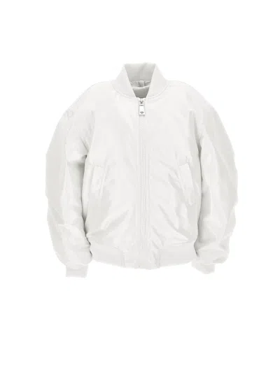 Monnalisa Kids'   Technical Fabric Bomber Jacket In White