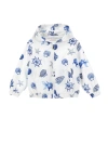 Monnalisa Technical Fabric Windproof Jacket In White + Blue