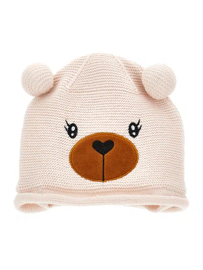 Monnalisa Kids'   Teddy Bear Hat With Ears In Light Pink