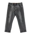 Monnalisa 5-pocket Jeans With Teddy Bear In Gray