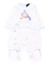 Monnalisa Teddy Bear-print Babygrow Blanket Set In Pink