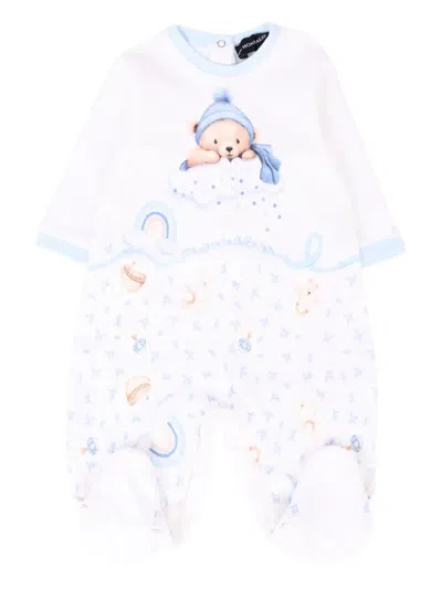 Monnalisa Teddy Bear-print Babygrow Blanket Set In Pink