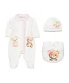 Monnalisa Teddy-bear-print Babygrow Set In White