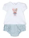 Monnalisa Teddy Bear-print Bloomers Set In White