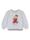 Monnalisa Teddy Bear-print Cotton Sweatshirt In Grey