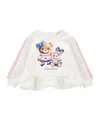 Monnalisa Teddy Bear-print Cotton Sweatshirt In White