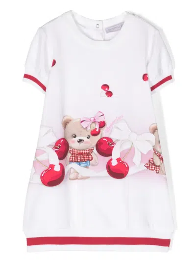 Monnalisa Babies' Teddy Bear-print Dress In White