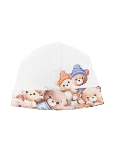 Monnalisa Babies' Teddy Bear-print Hat In 白色